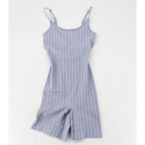 NEW Noisy May Unitard Lurex Deep Back Ribbed Metallic Romper M/L Silver NWT